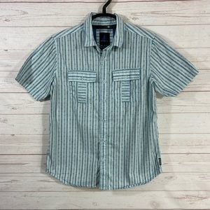 PrAna Organic Cotton Button Front Shirt Blue Print